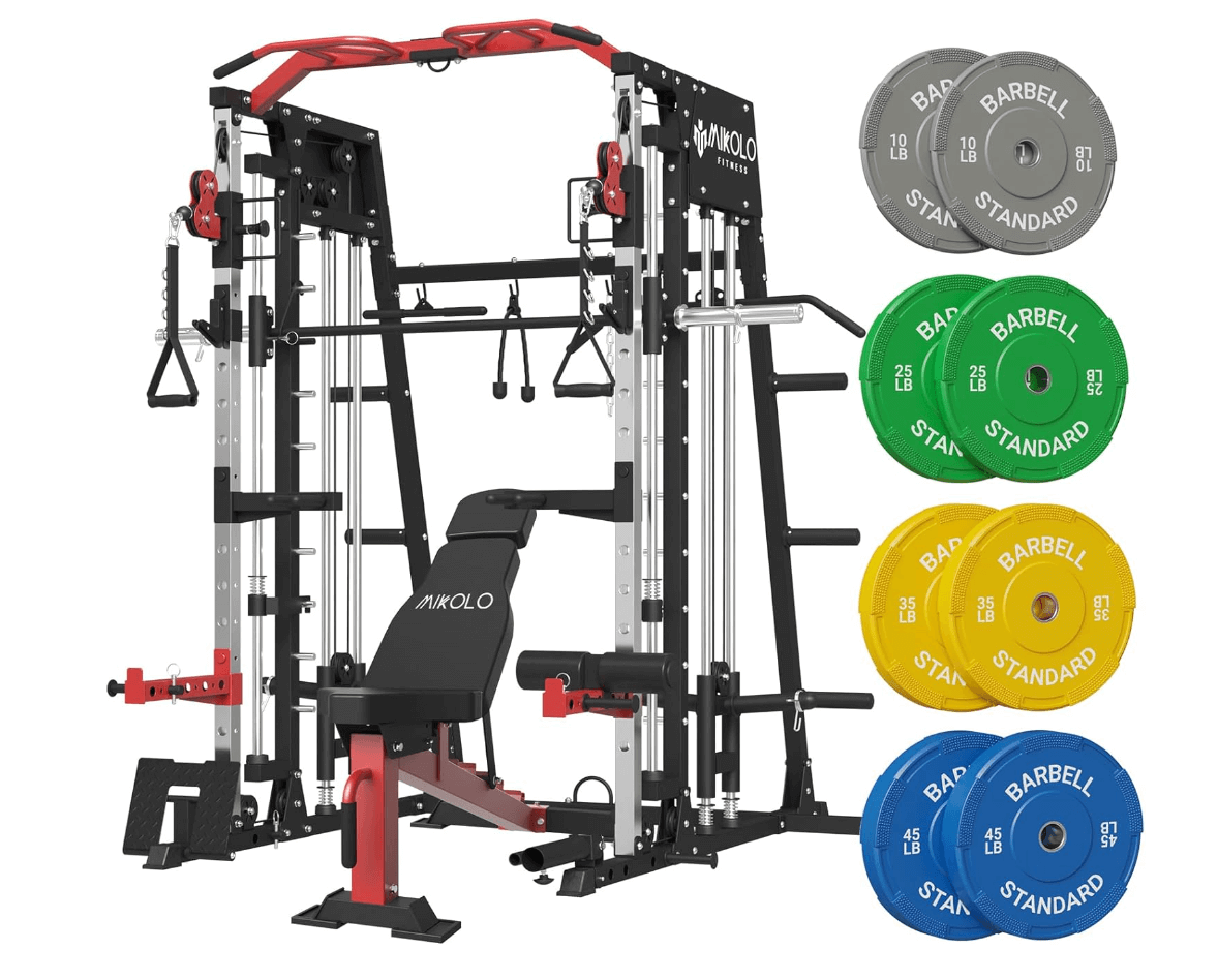 2200lbs Squat Rack with LAT-Pull Down System & Cable Crossover Machine