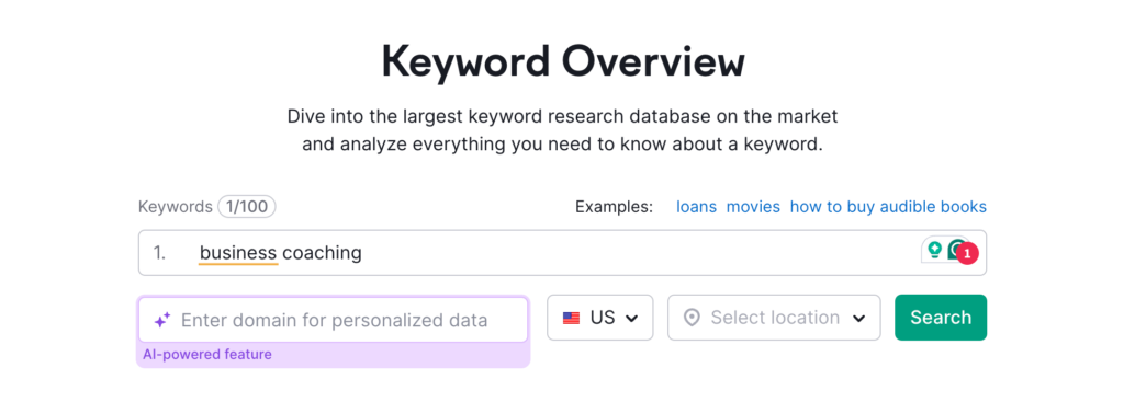 Semrush keyword overview