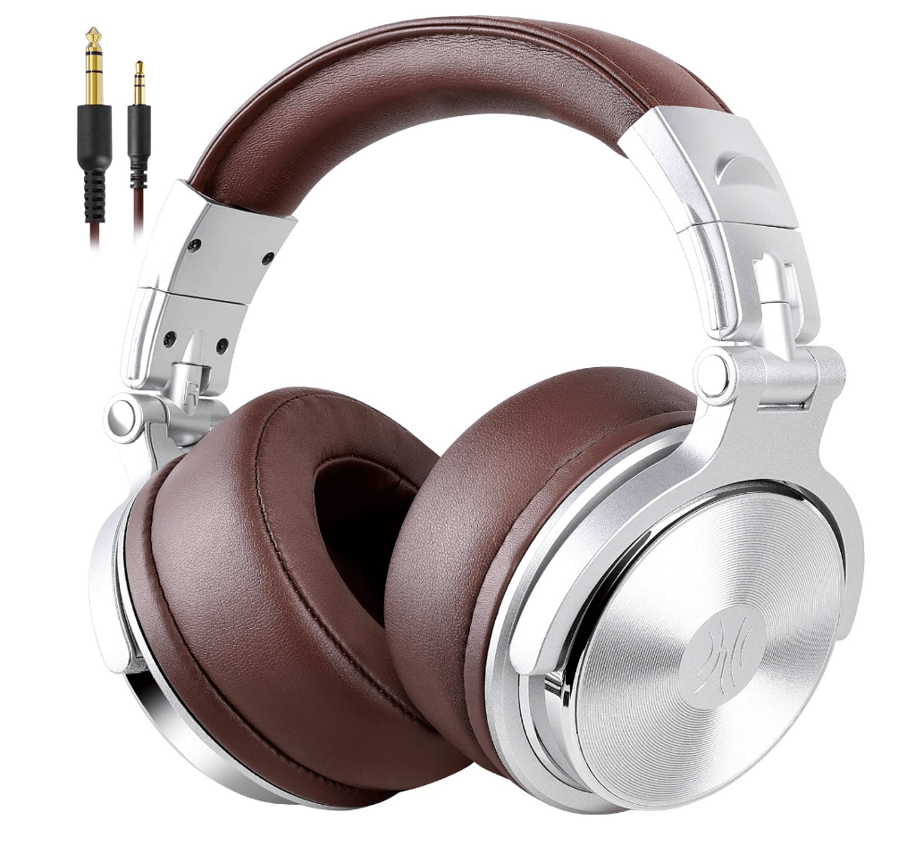 brown headset for podcast