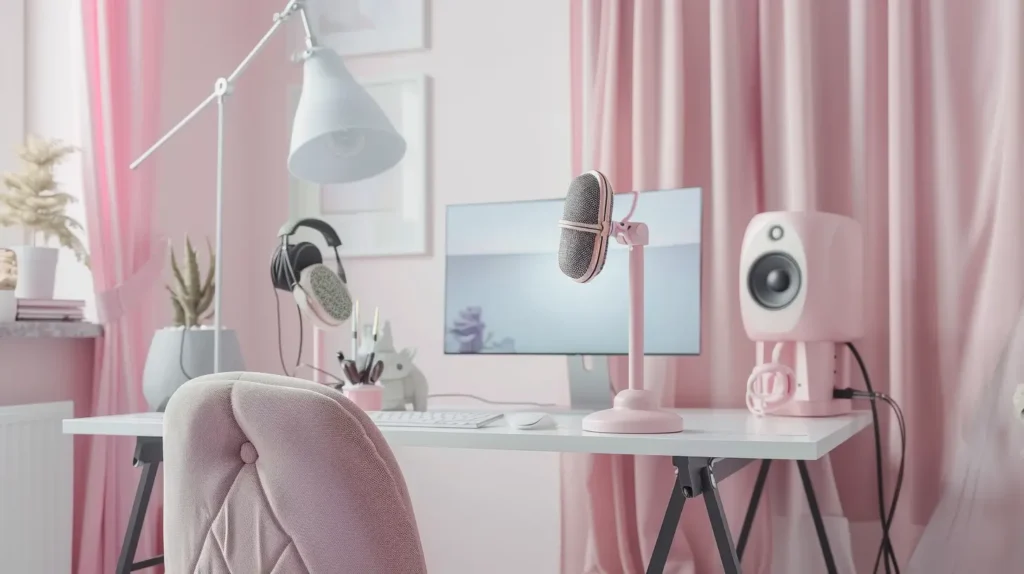 pink podcast room