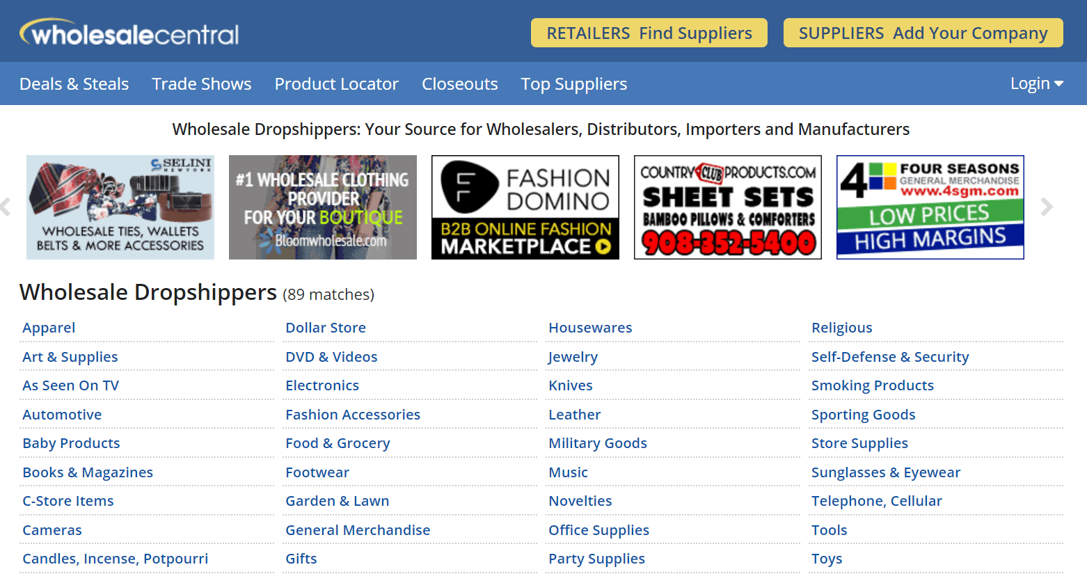 search for drop shipping suppliers on wholesalecentral